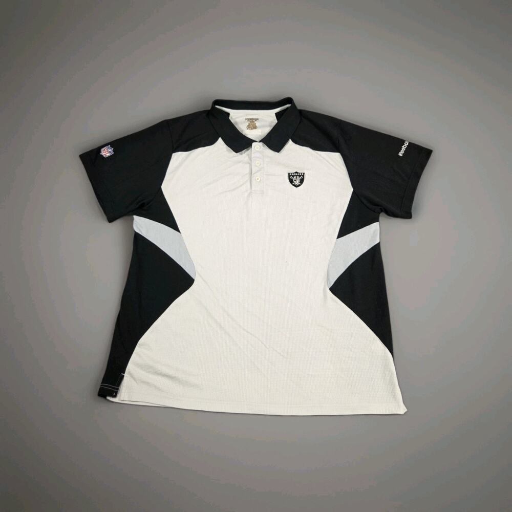 Reebok Oakland Raiders Polo Shirt Men Sz XL NFL Golf Y2K Black White C12